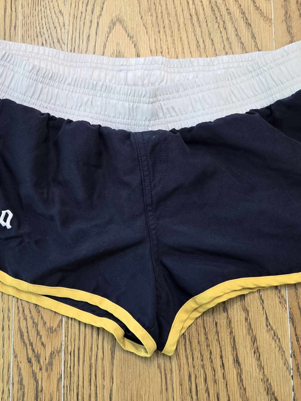 Corona Navy Shorts with White Waistband and Yellow Trim